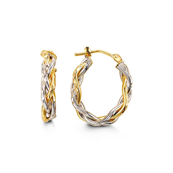 10K Two Tone 15mm Twisted Hoops