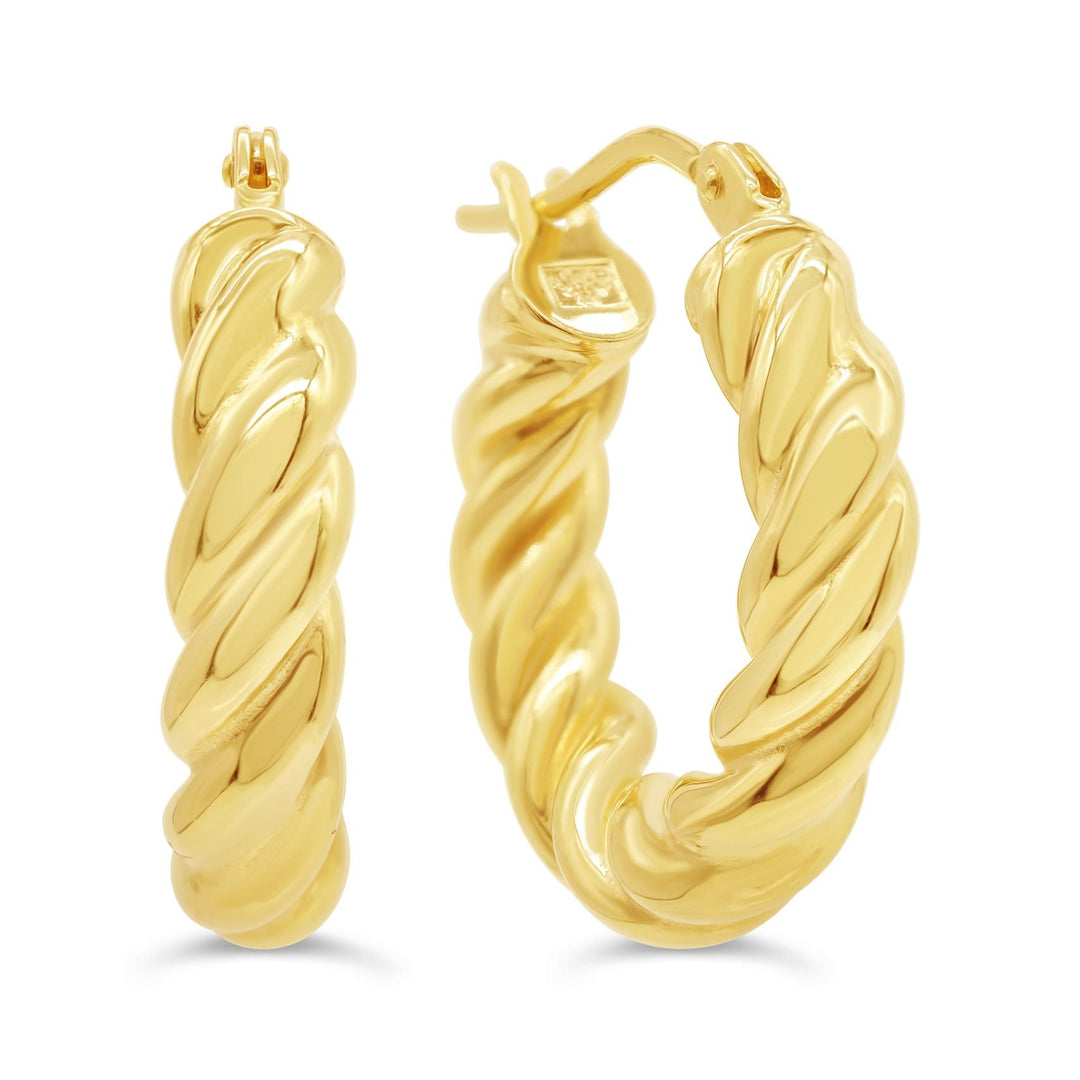10K Yellow Gold 18mm Twisted Hoops