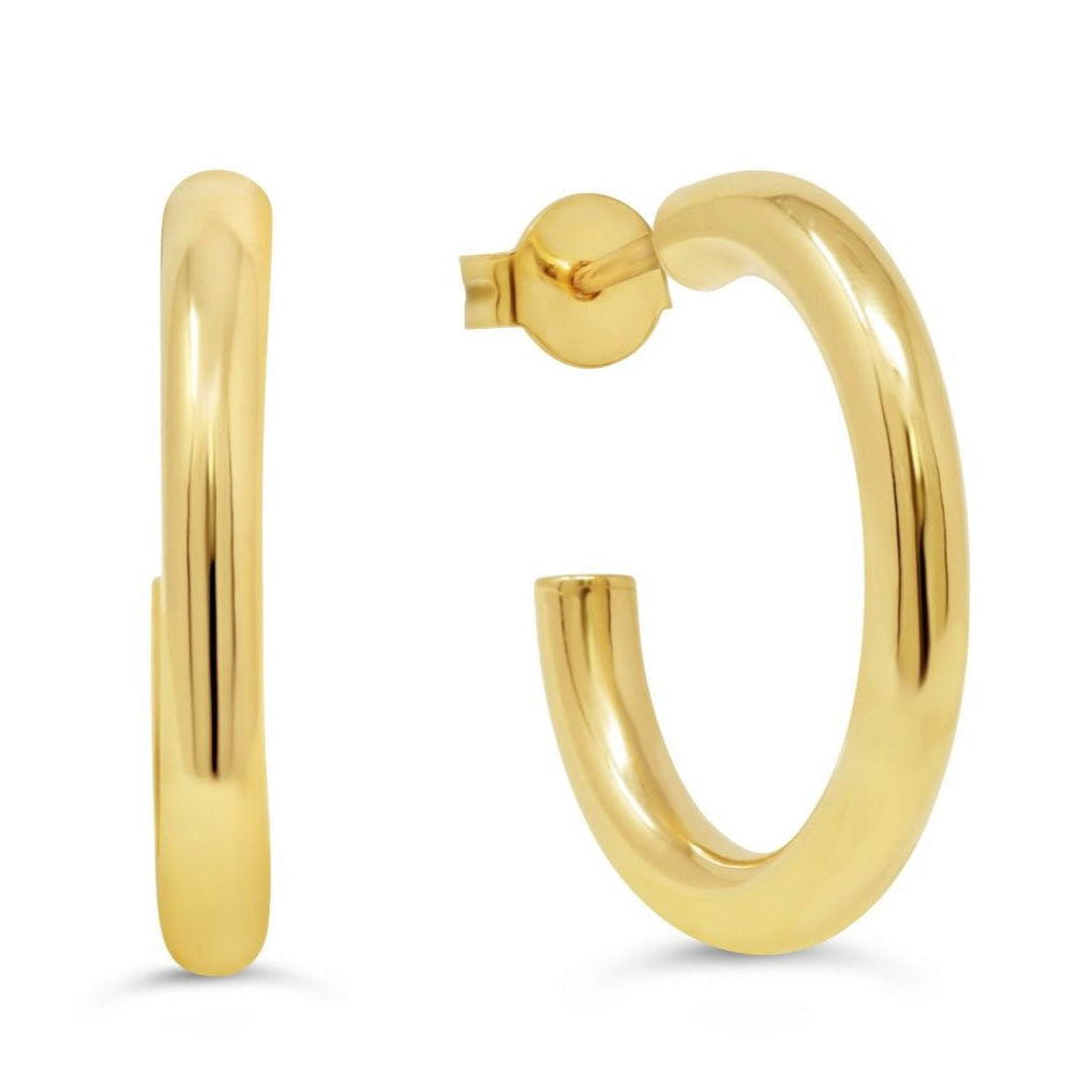 10K Yellow Gold 20mm Rounded Open Hoops