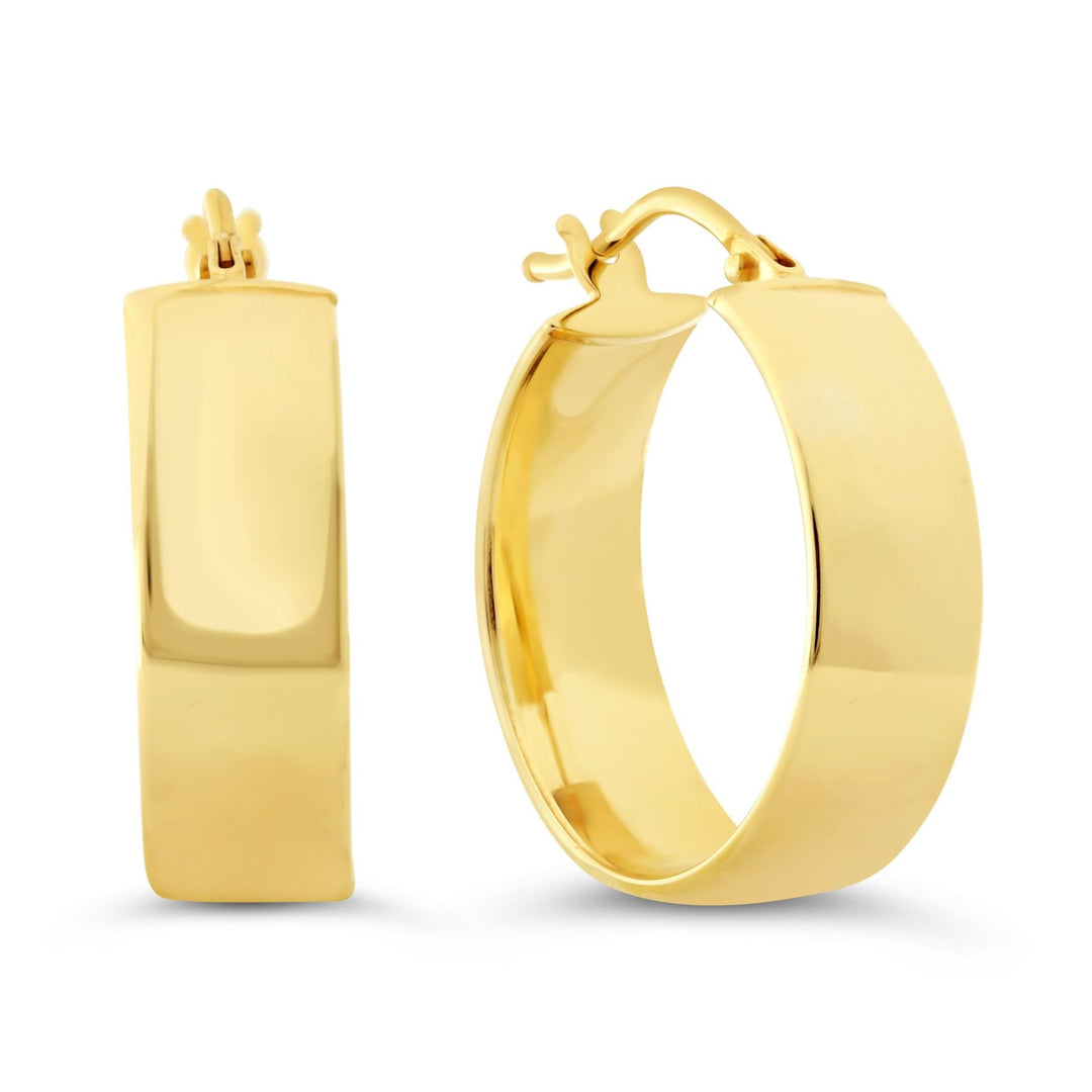 10K Yellow Gold 18mm Flat Chic Hoops