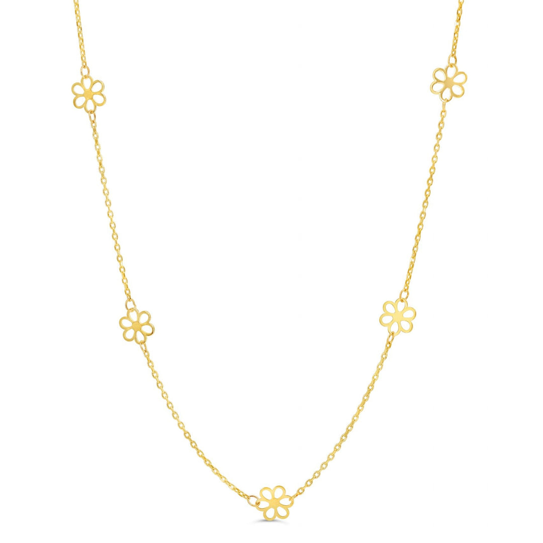 10k Yellow Gold Floral Satellite Necklace