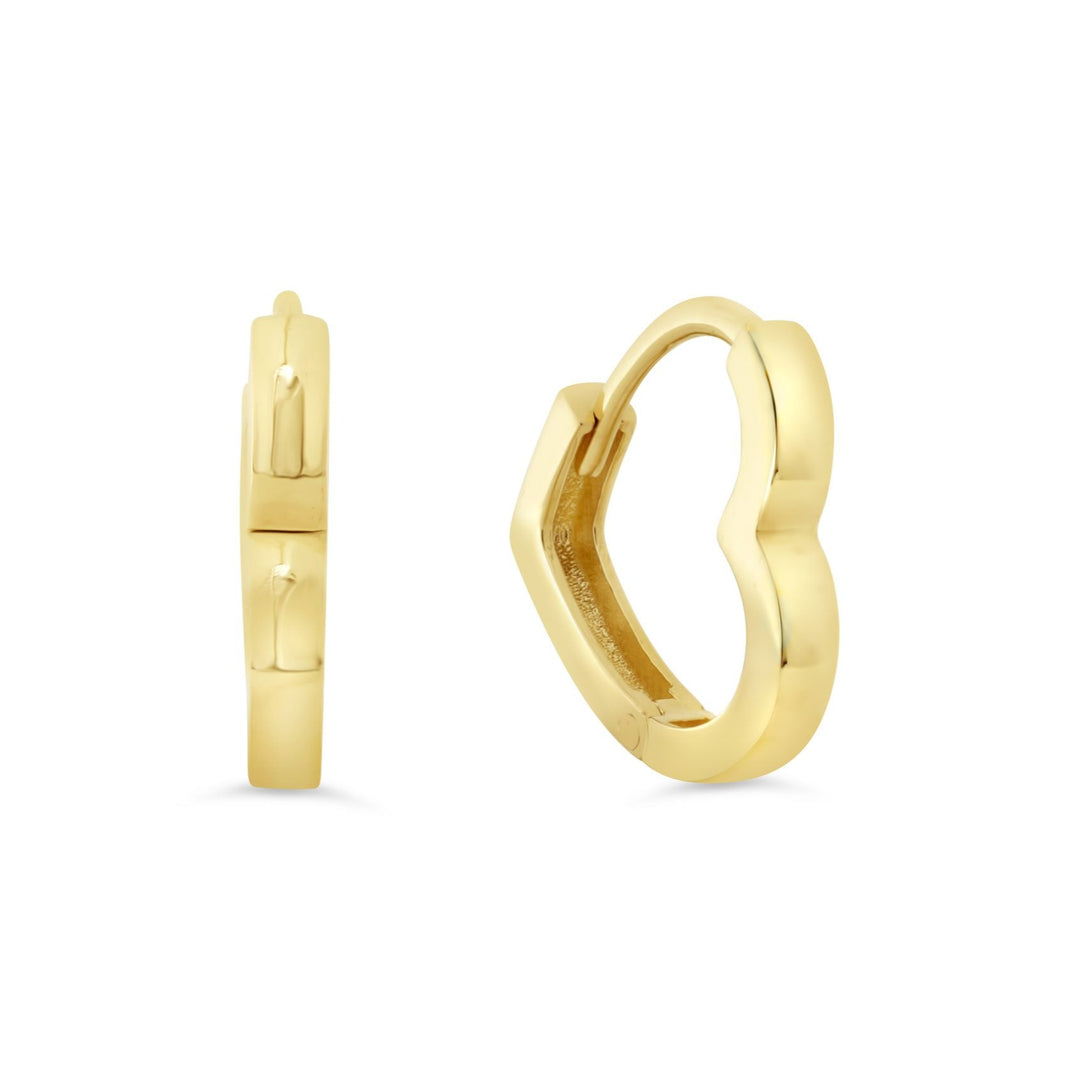10K Yellow Gold 12mm Heart Huggies