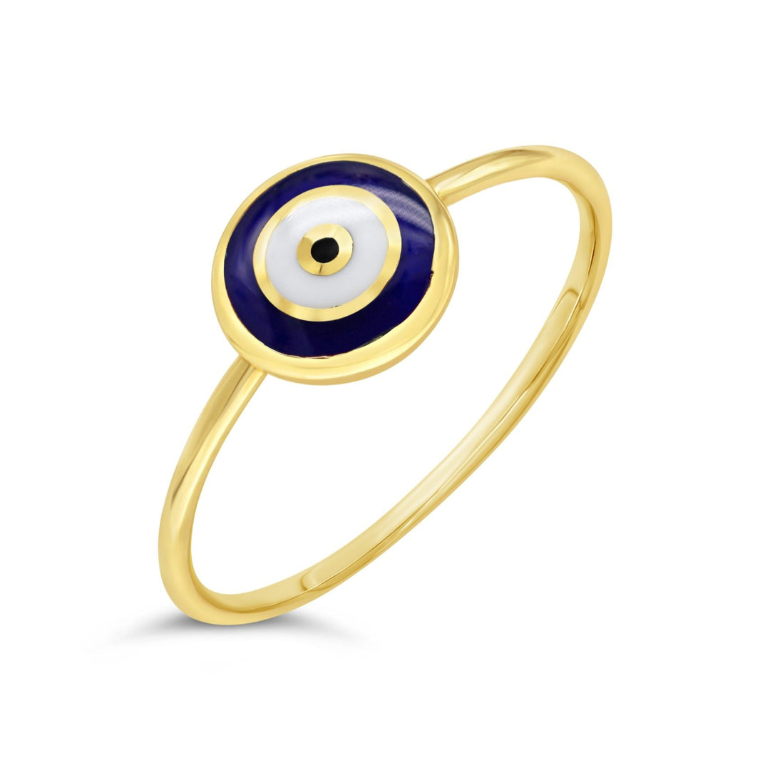 10K Yellow Gold Evil Eye Stackable Ring