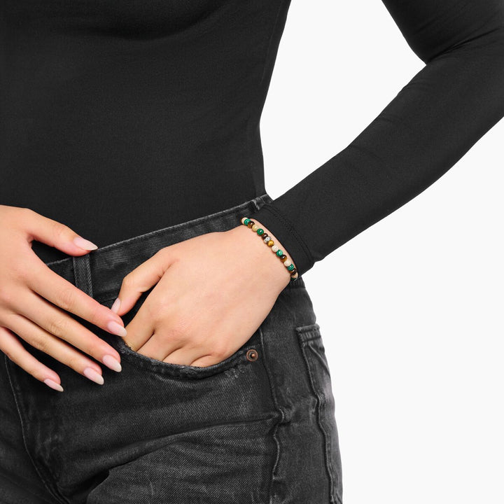 Rebel At Heart Silver Bracelet with Earth and Green Beads 5mm