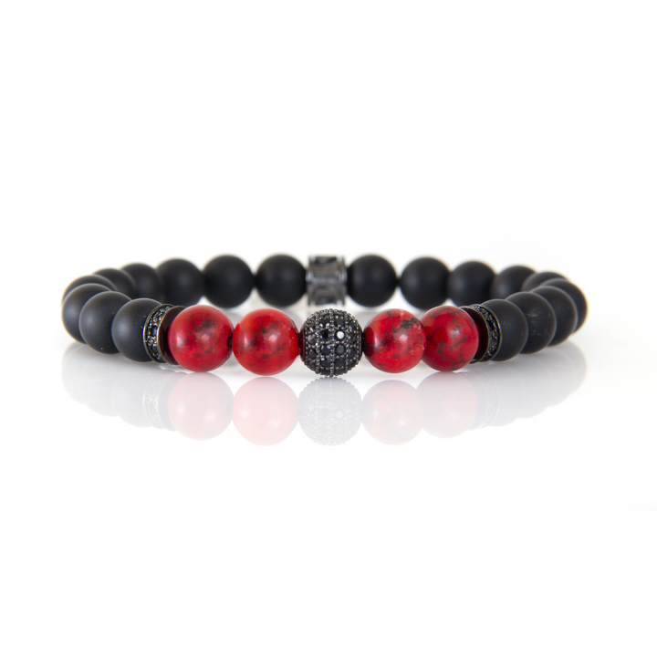 Luenzo Pavé Black Onyx & Red Jasper Bead Bracelet