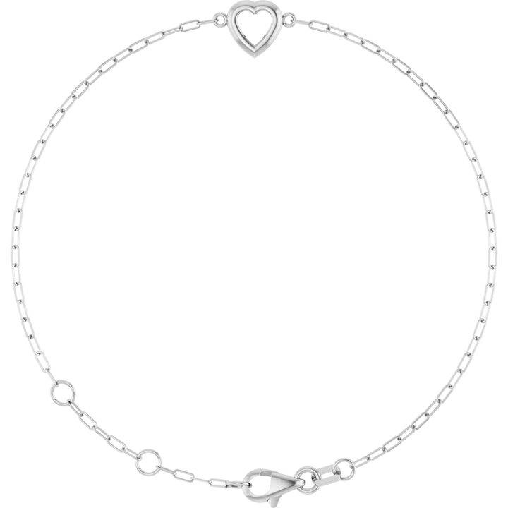 Paperclip Link Bracelet with Heart Accent