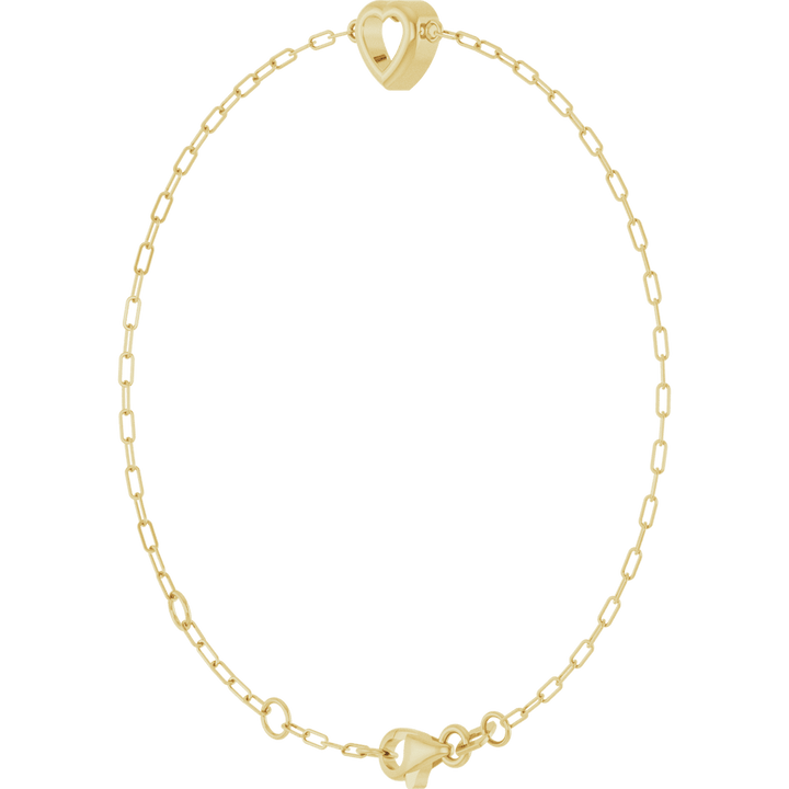Paperclip Link Bracelet with Heart Accent