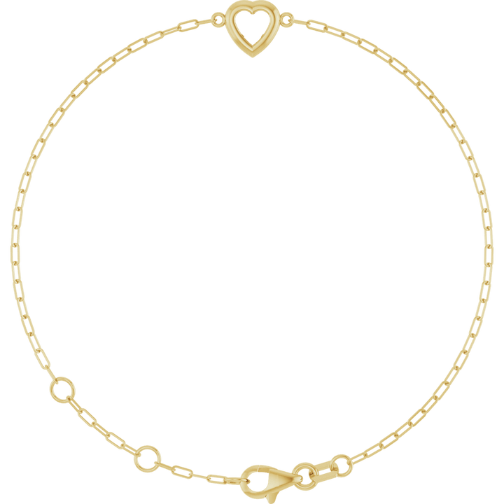 Paperclip Link Bracelet with Heart Accent