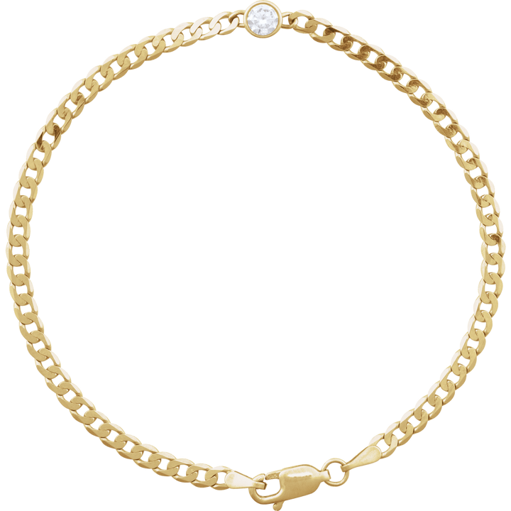 Bracelet en or jaune 14k à maillons courbes avec 0,25ct de diamant