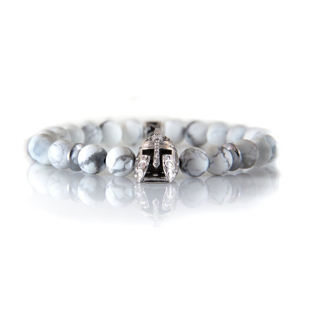 Luenzo Warrior White Howelite Bead Bracelet