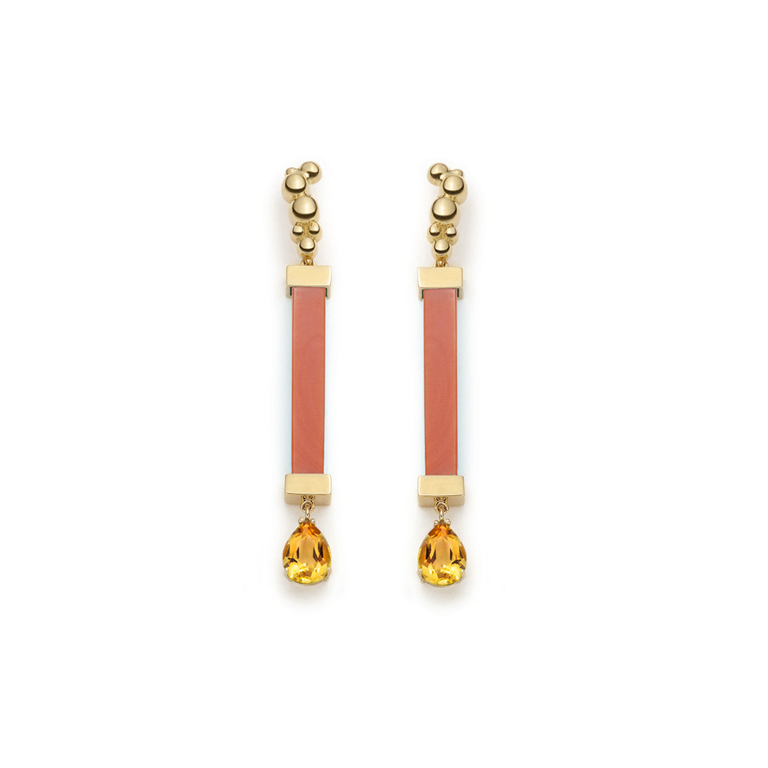Serafino Joya Recycled Coral & Citrine Earrings