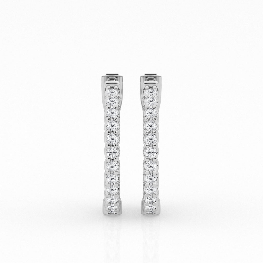 Boucles d'oreilles créoles en diamant de laboratoire TDW 14 carats