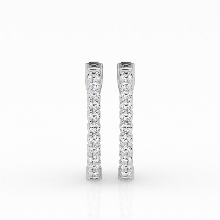 Boucles d'oreilles créoles en diamant de laboratoire TDW 14 carats