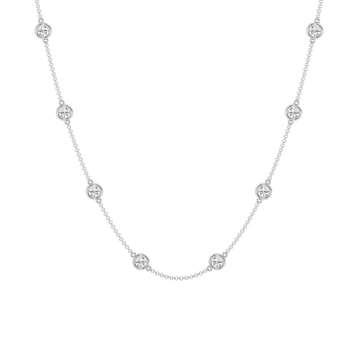 Collier en or blanc 14 carats avec diamants de laboratoire ronds sertis de 3 carats TDW par The Yard