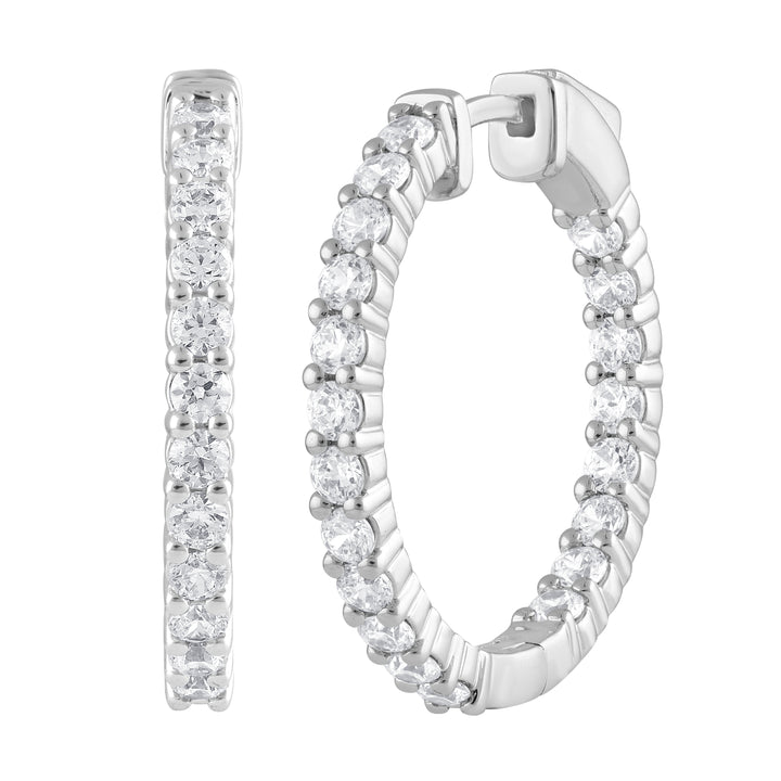 Boucles d'oreilles créoles en diamant de laboratoire TDW 14 carats