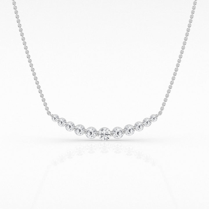 1ct TDW Lab Diamond Curved Diamond Bar Necklace 14K