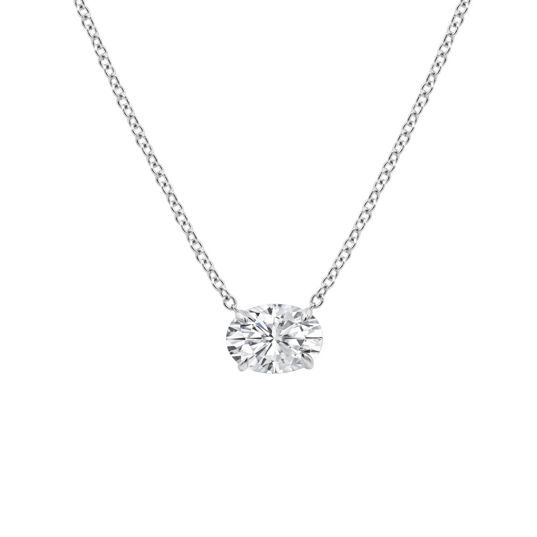 Pendentif solitaire ovale en diamant de laboratoire 2 carats 14 carats