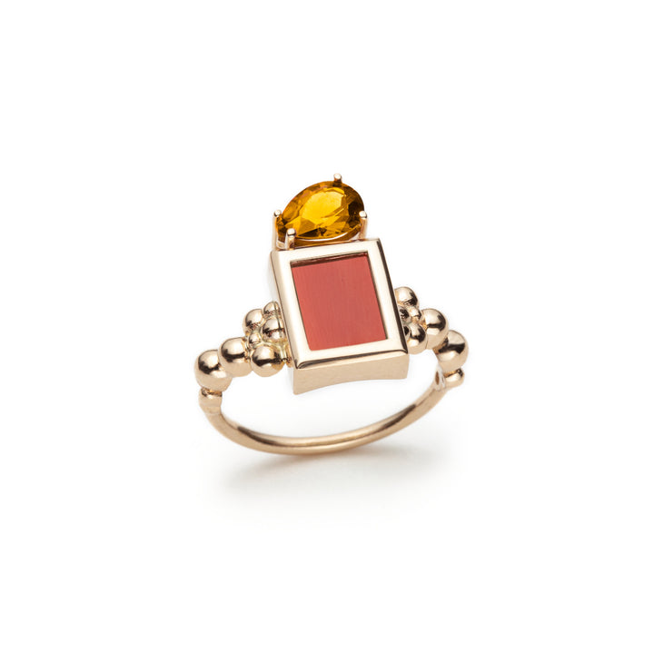 Serafino Joya Recycled Coral & Citrine Ring