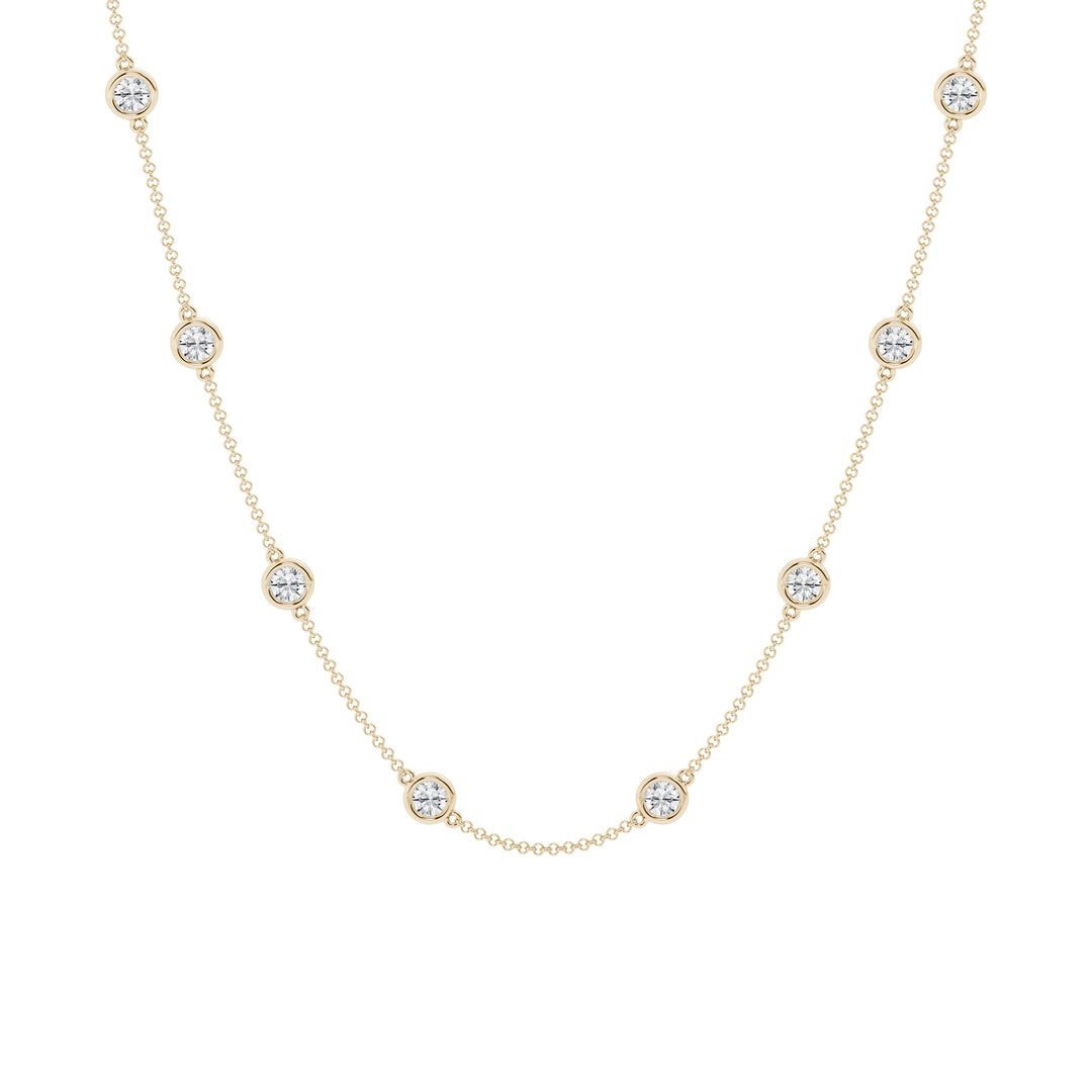 Collier en or jaune 14 carats avec diamants de laboratoire ronds sertis de 3 carats TDW par The Yard