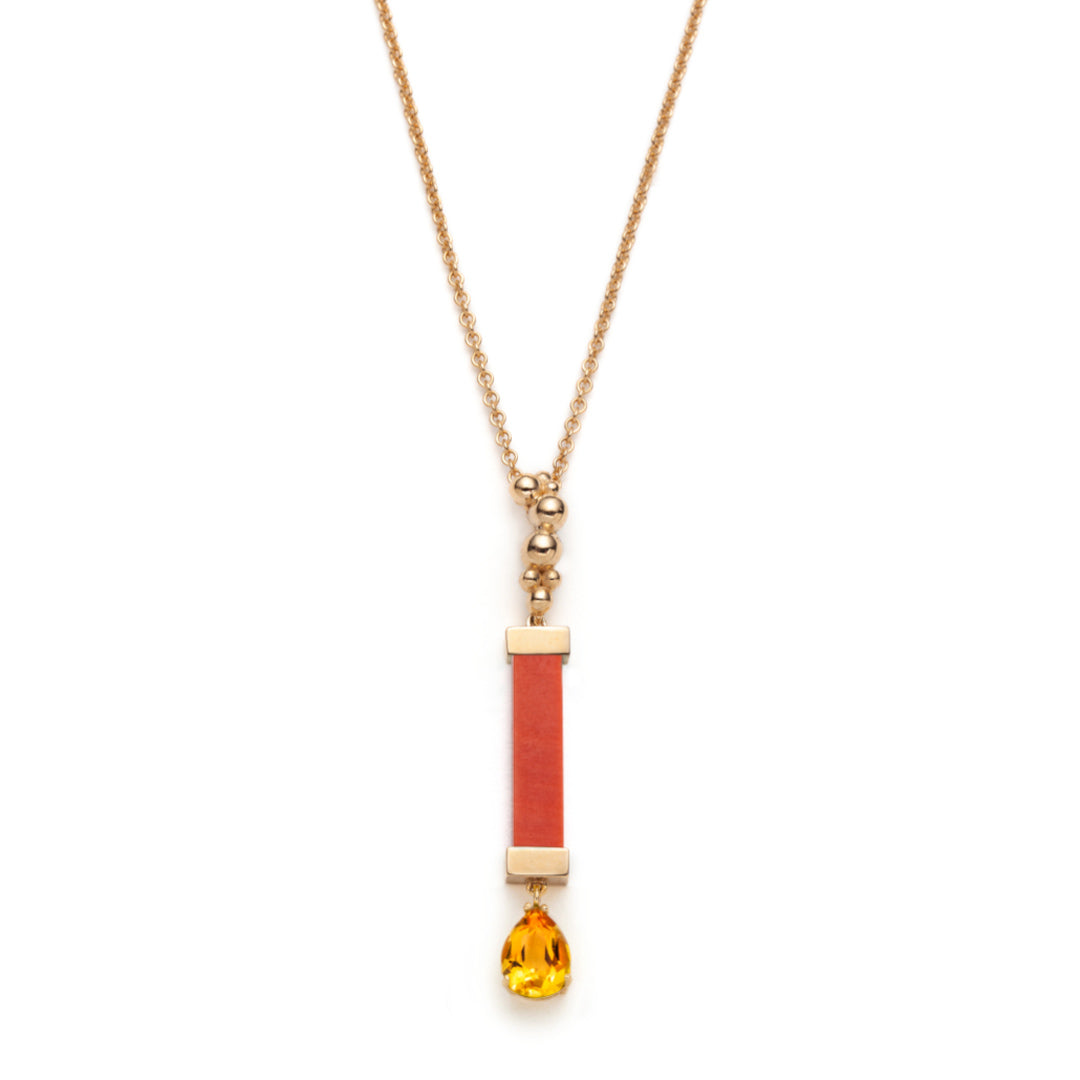 Serafino Joya Recycled Coral & Citrine Pendant