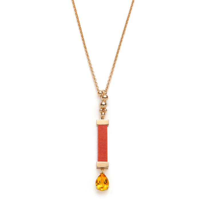 Serafino Joya Recycled Coral & Citrine Pendant