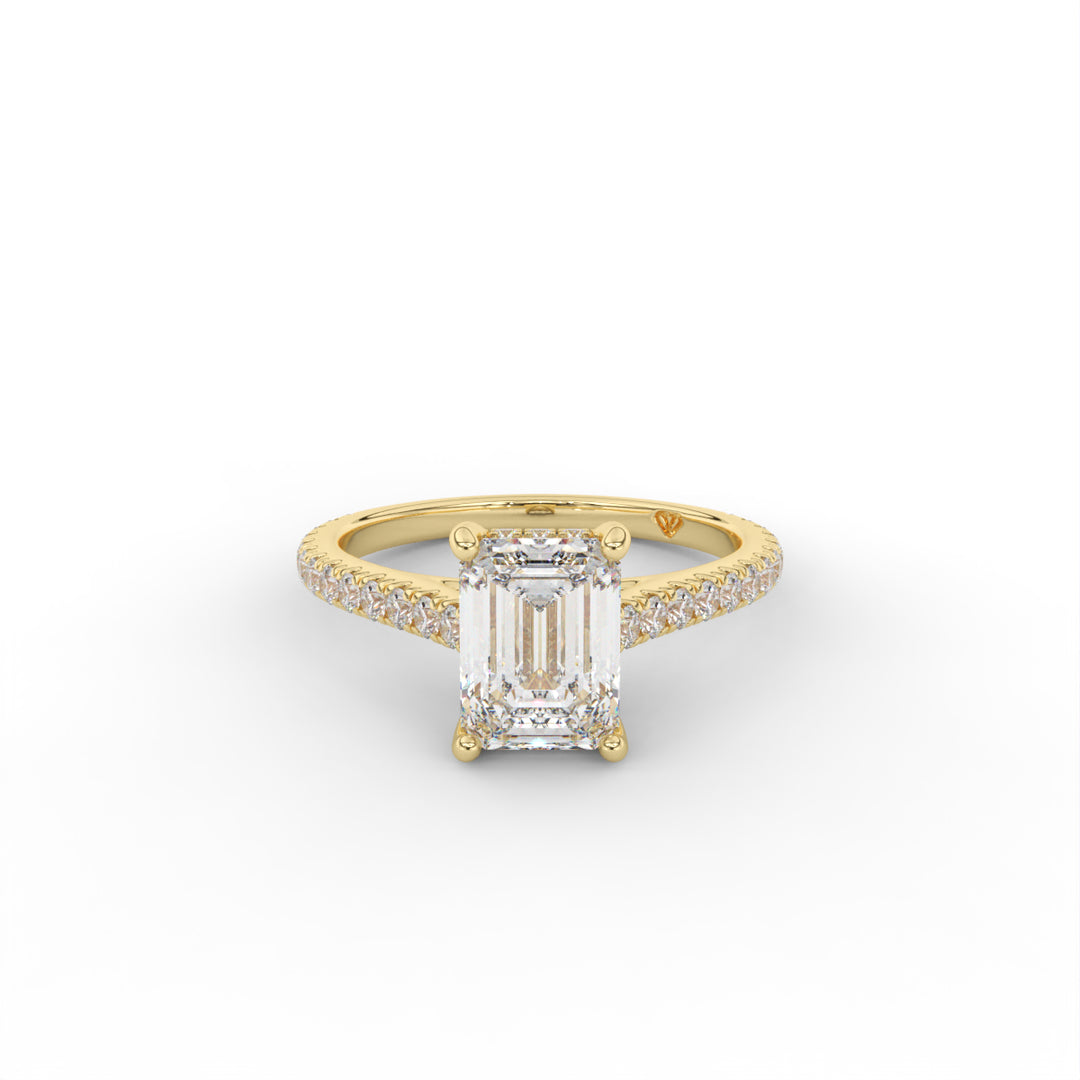 Giulia - 18K Yellow Gold Classic Pave With Hidden Halo Cathedral Engagement Ring