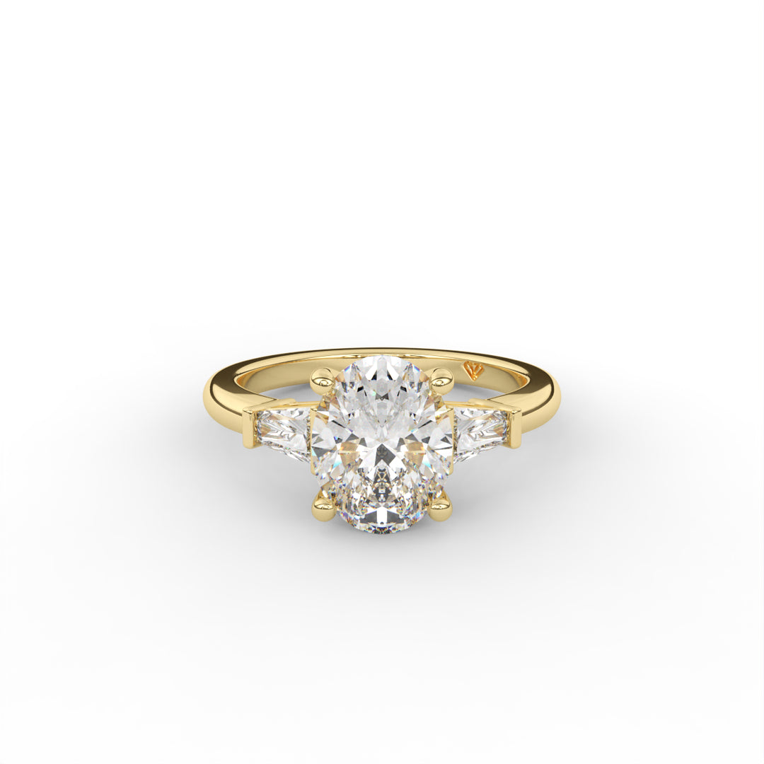 Alice - 14K Yellow Gold Tapered Baguette Accented Engagement Ring