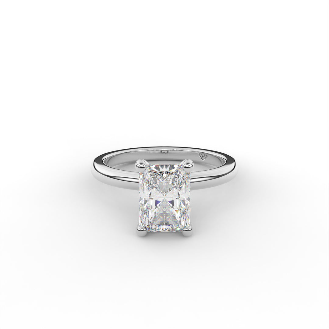 Veronica - 14K White Gold Classic Secret Halo Engagement Ring