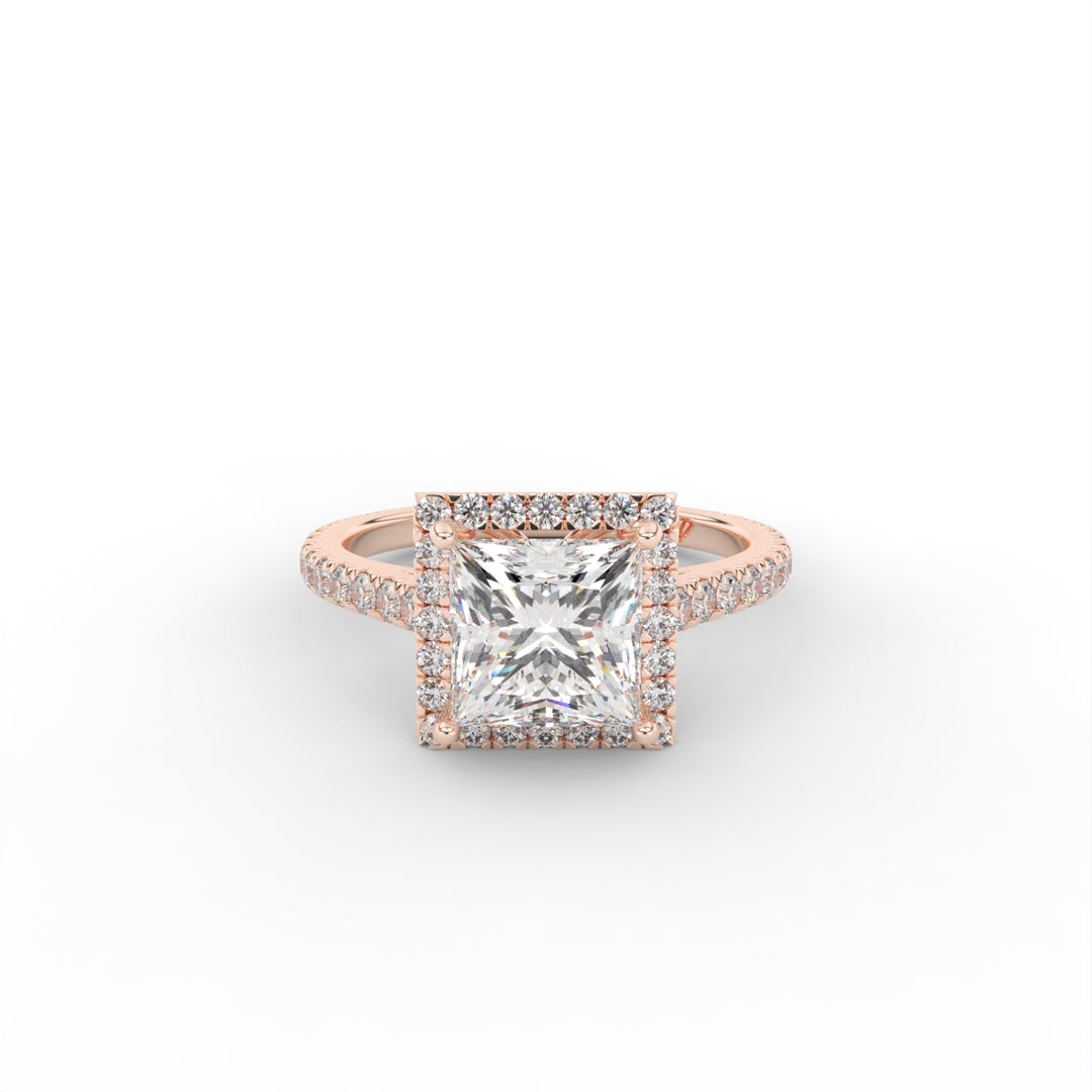 Emily - 14k Rose Gold Halo Diamond Engagement Ring