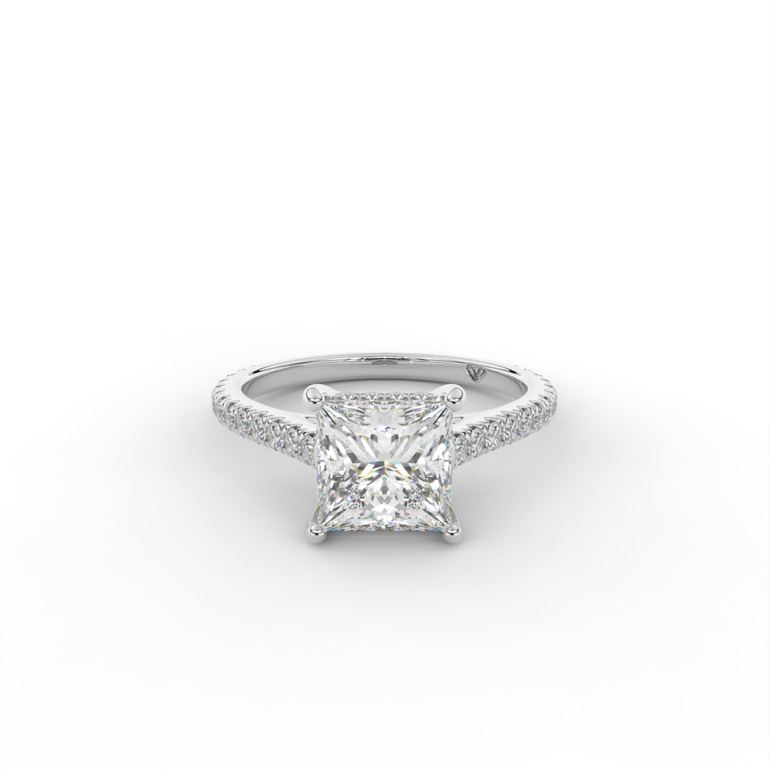 Giulia- 18k White Gold Classic Pave With Hidden Halo Cathedral Engagement Ring