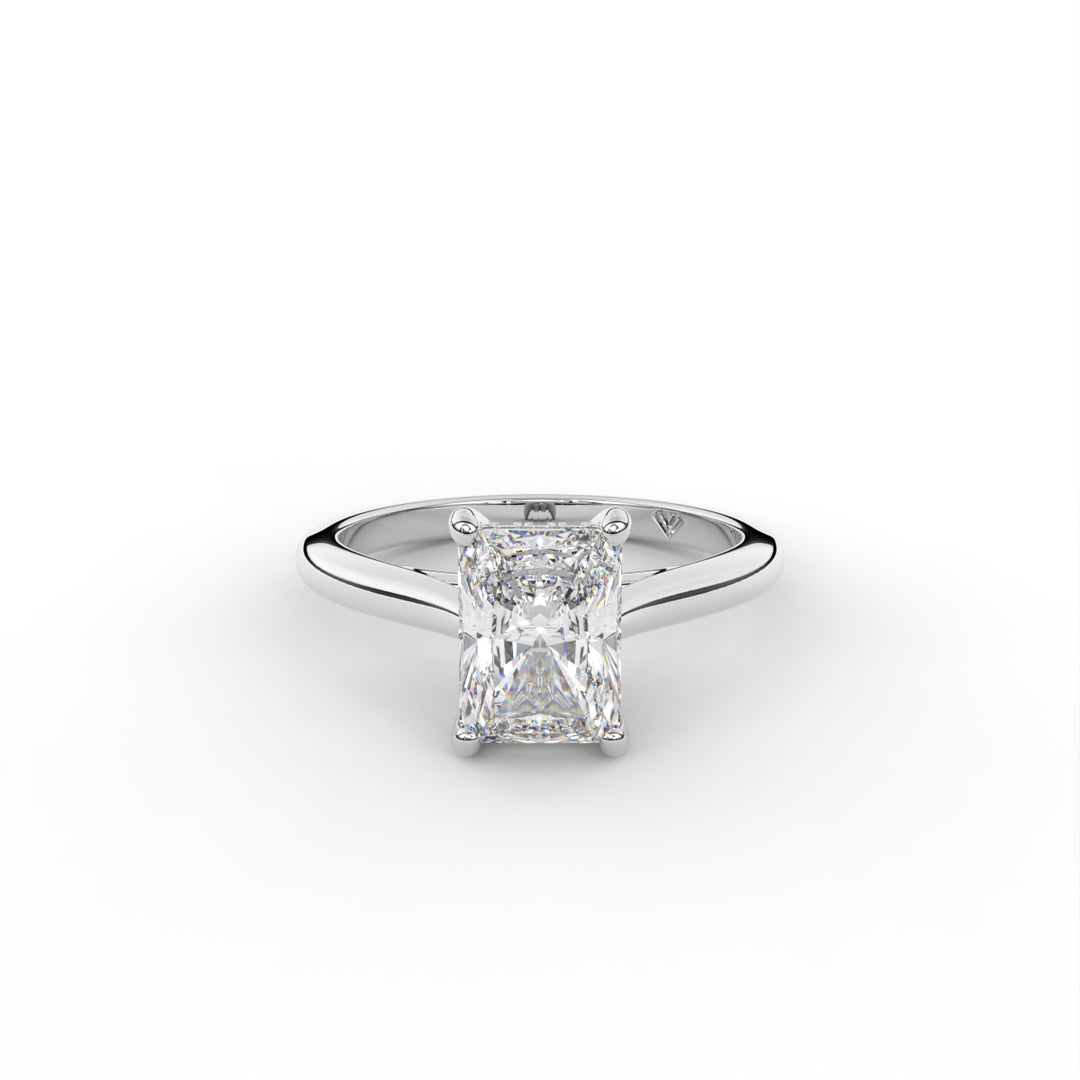 Stephanie - Bague de fiançailles classique en or blanc 18 carats avec halo caché en forme de cathédrale