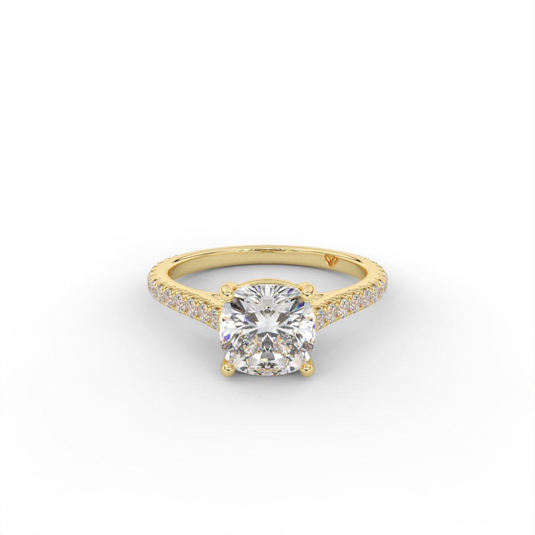 Sarah - 14K Yellow Gold Classic Pave Cathedral Engagement Ring