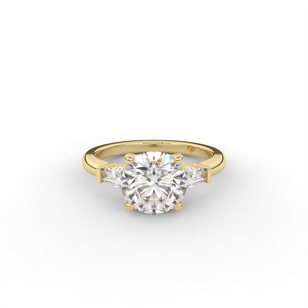 Alice - 14K Yellow Gold Tapered Baguette Accented Engagement Ring