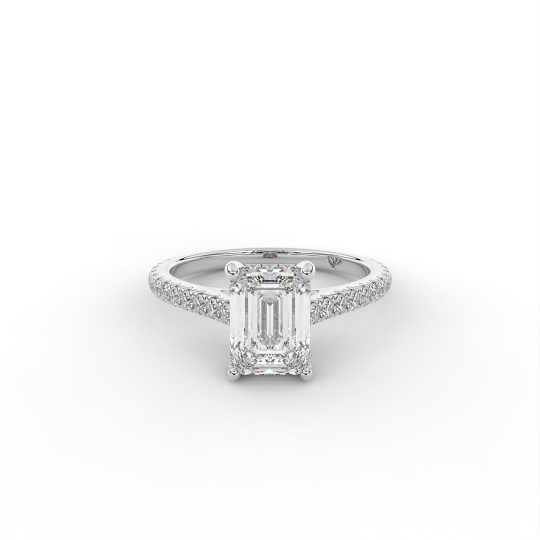 Giulia- 18k White Gold Classic Pave With Hidden Halo Cathedral Engagement Ring