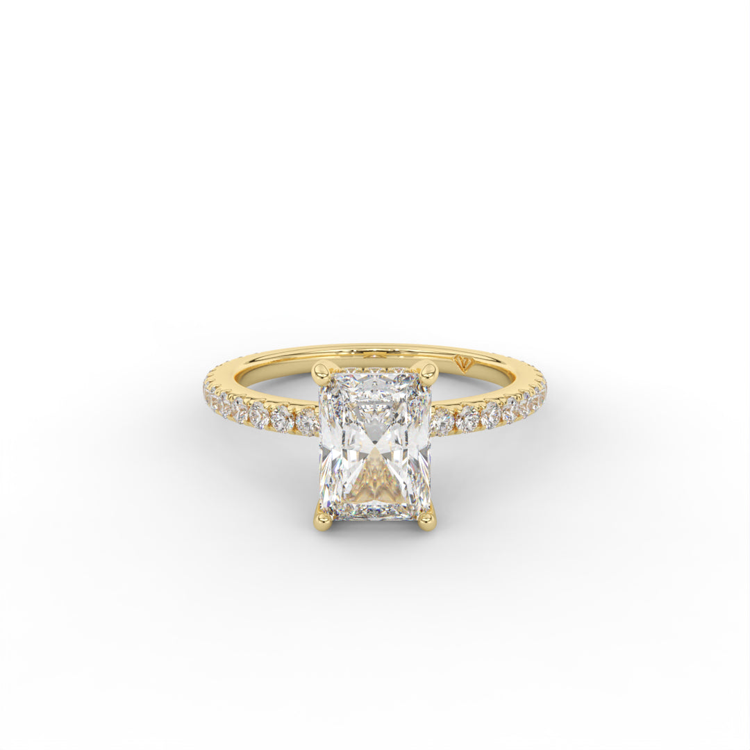 Elizabeth - 18K Yellow Gold Classic Pave Solitaire Hidden Halo Engagement Ring