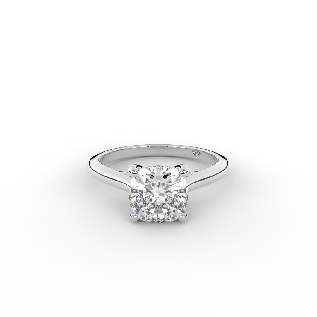 Stephanie - Bague de fiançailles classique en platine avec halo caché cathédrale