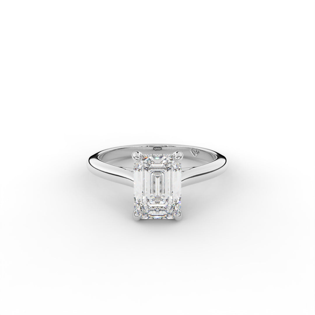 Stephanie - 14k White Gold Classic Cathedral Hidden Halo Engagement Ring