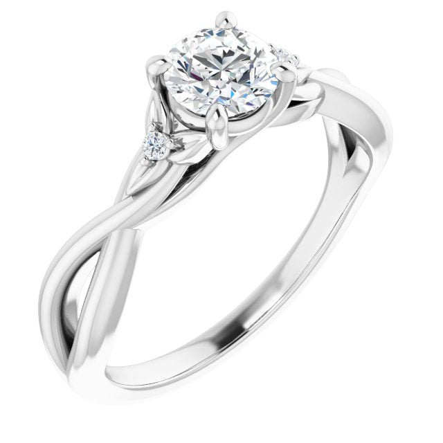 14K White 5.2 Round .025 CTW Diamond Semi-Set Engagement Ring