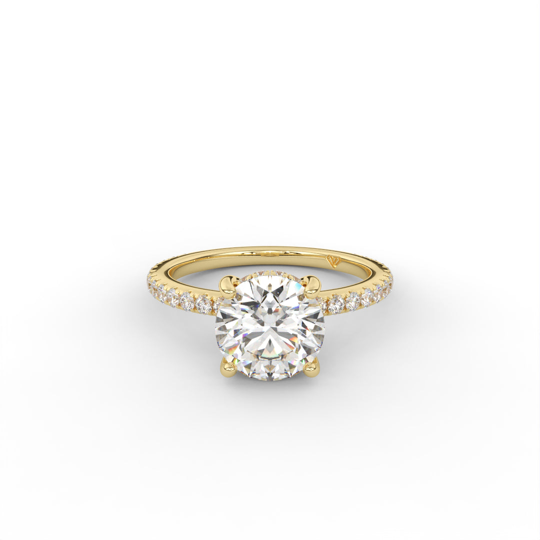 Elizabeth - 18K Yellow Gold Classic Pave Solitaire Hidden Halo Engagement Ring