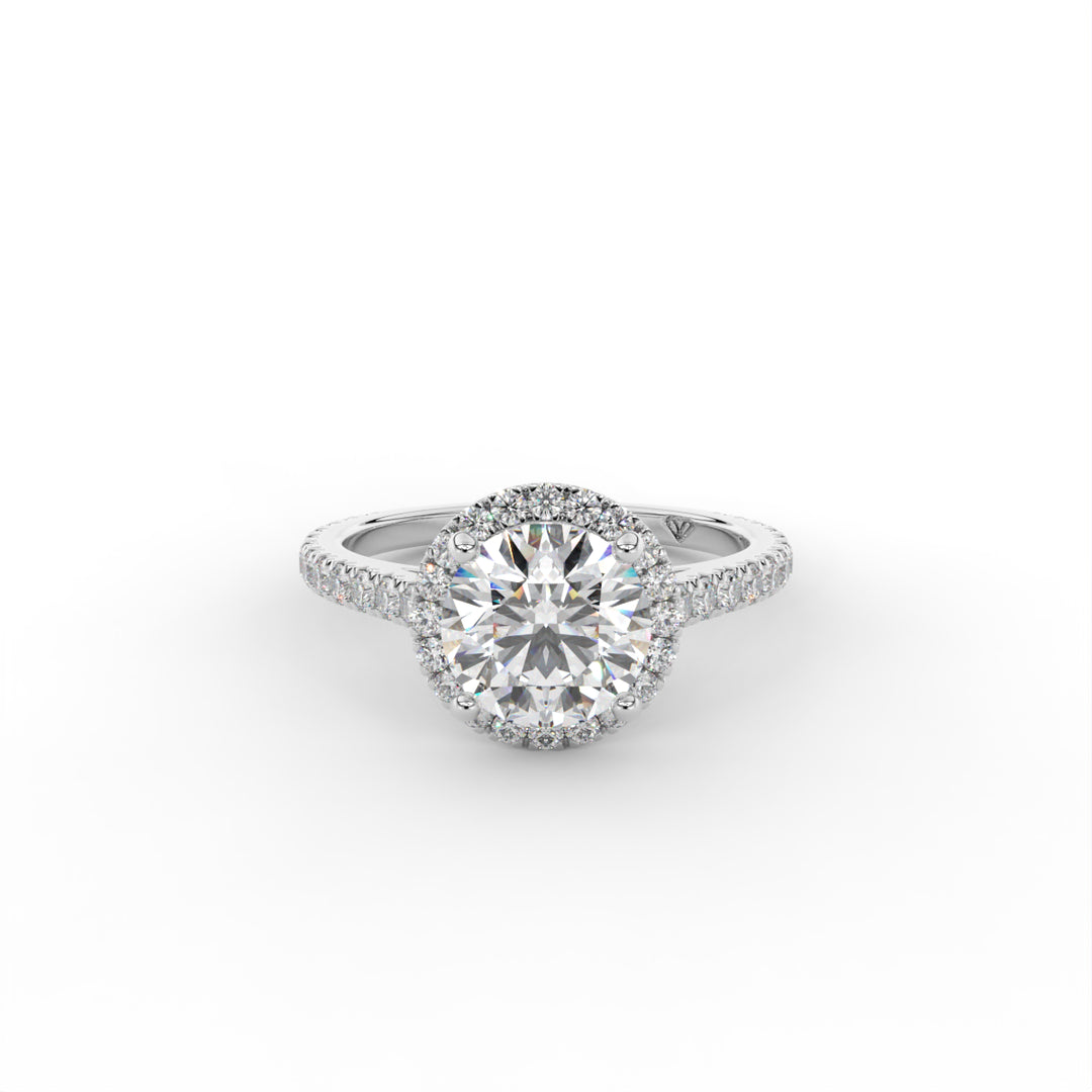 Emily - 14k White Gold Halo Diamond Engagement Ring