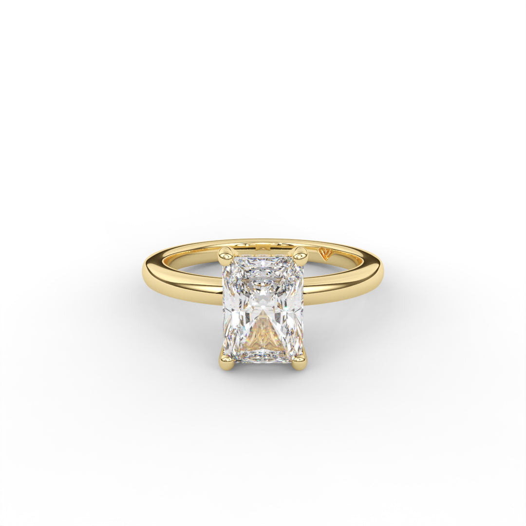 Laura - 14K Yellow Gold Classic Solitaire Hidden Halo Engagement Ring