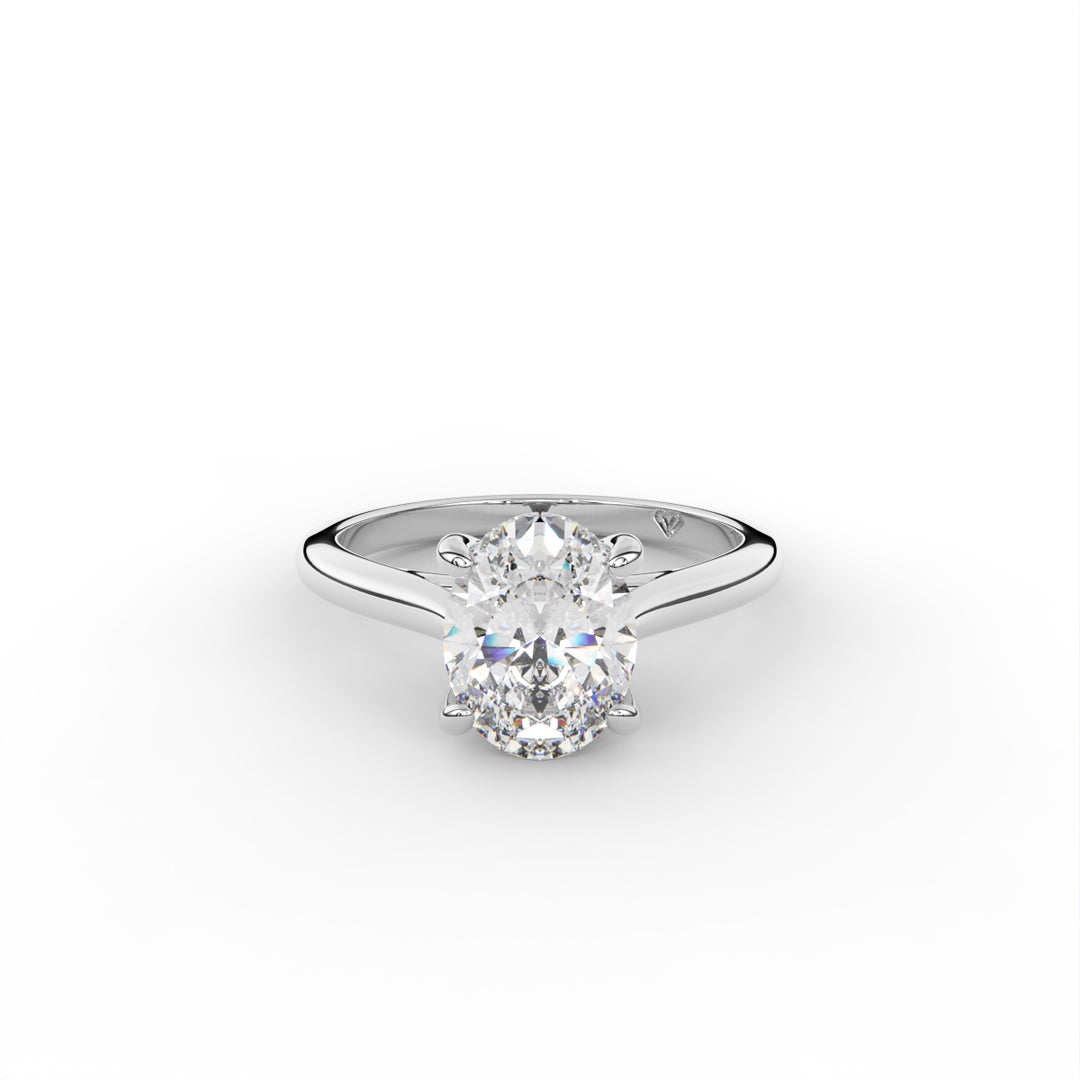 Stephanie - 14k White Gold Classic Cathedral Hidden Halo Engagement Ring
