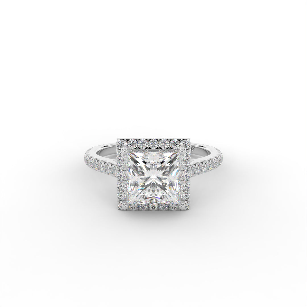 Emily - 14k White Gold Halo Diamond Engagement Ring