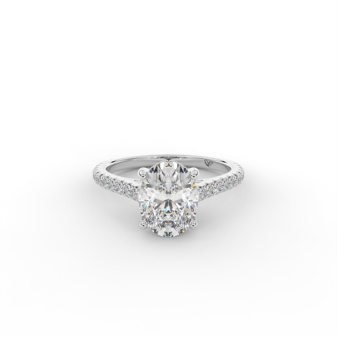 Giulia - 14k White Gold Classic Pave With Hidden Halo Cathedral Engagement Ring