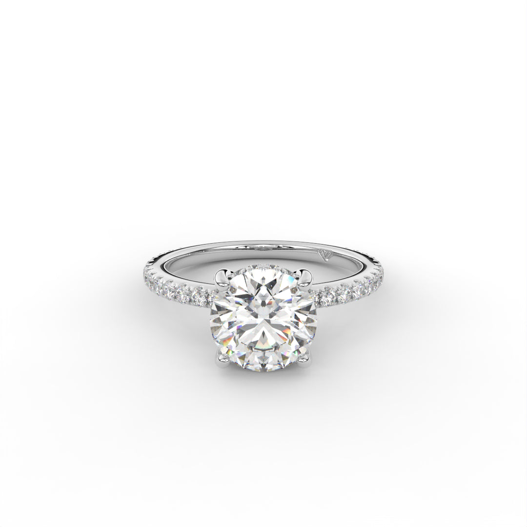 Elizabeth - 14K White Gold Classic Pave Solitaire Hidden Halo Engagement Ring