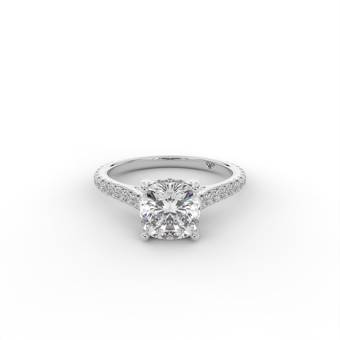 Giulia- 18k White Gold Classic Pave With Hidden Halo Cathedral Engagement Ring