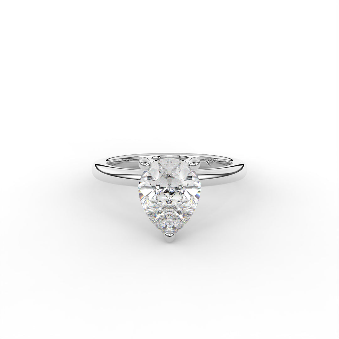 Sabrina - Bague de fiançailles solitaire classique en or blanc 14 carats