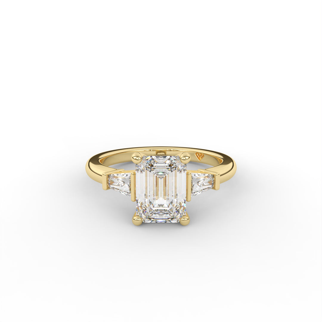Alice - 14K Yellow Gold Tapered Baguette Accented Engagement Ring