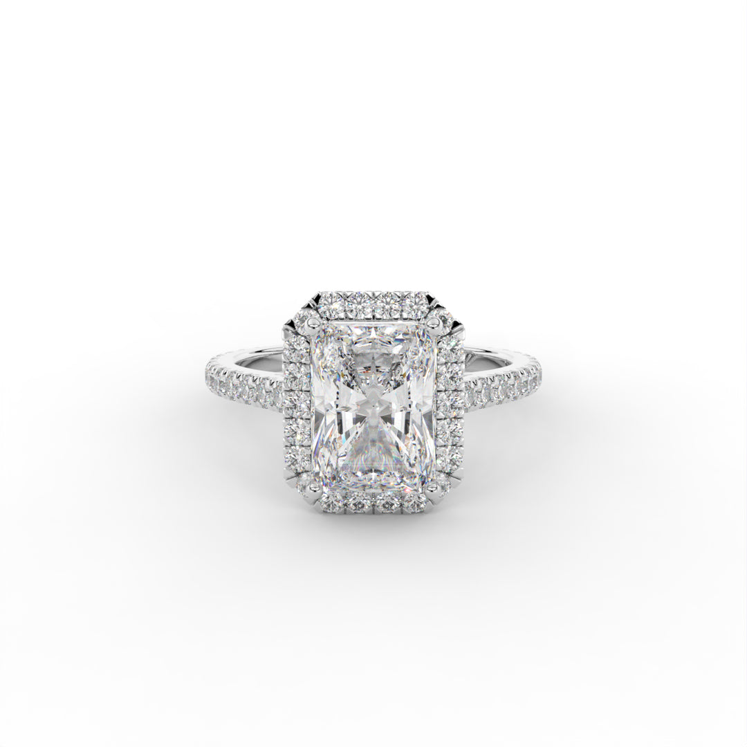 Emily - 14k White Gold Halo Diamond Engagement Ring