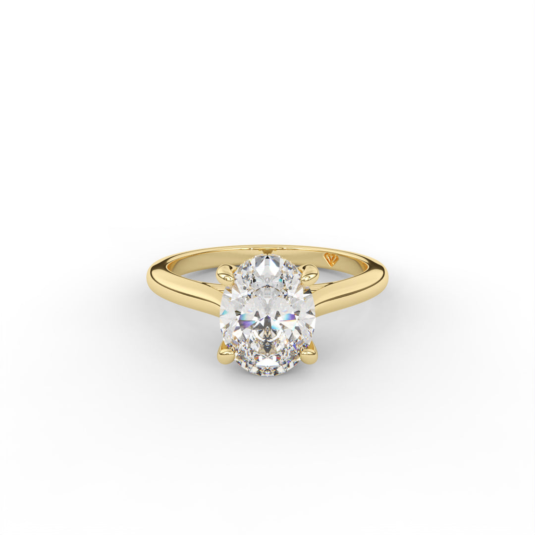 Stephanie - Bague de fiançailles classique en or jaune 14 carats avec halo caché en forme de cathédrale